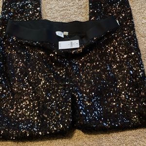 Gap Sequined Black Legginings with Side Zipper